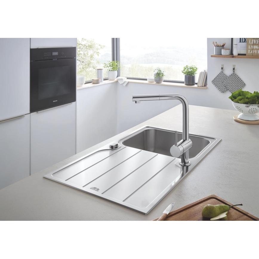 GROHE 31573SD1 - Set lavello da cucina K500 con piano di scolo e miscelatore A, 86×50 cm, acciaio inox