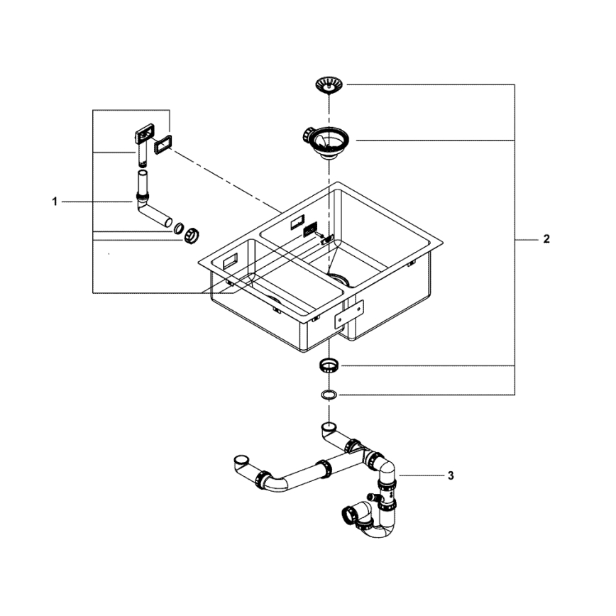 GROHE 31576SD1 - Lavello da cucina K700U 595 × 450 mm in acciaio inox