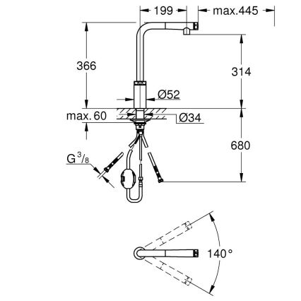 GROHE 31613000 - Miscelatore per lavello A SmartControl 314 mm cromo lucido