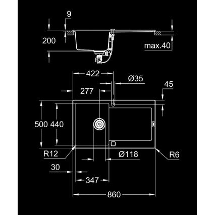 GROHE 31644AP0 - Évier composite K500 860 × 500 mm noir