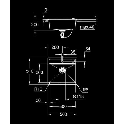 GROHE 31651AP0 - Lavello da cucina K700 560 × 510 mm granito/nero