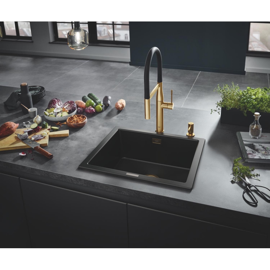 GROHE 31654AP0 - Küchenspüle K700U 533 × 457 mm schwarzer Granit/schwarz