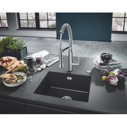 GROHE 31654AP0 - Küchenspüle K700U 533 × 457 mm schwarzer Granit/schwarz