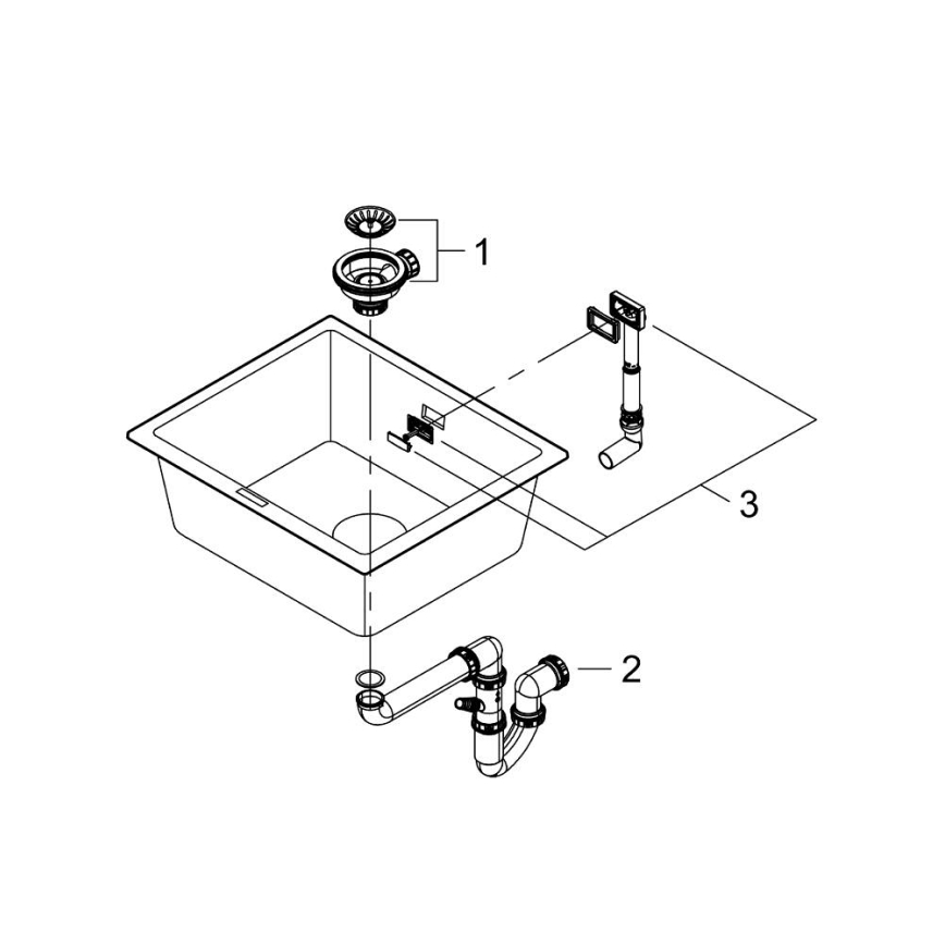 GROHE 31654AP0 - Lavello K700U 533 × 457 mm granito nero/nero