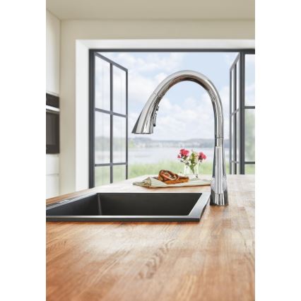 GROHE 31654AP0 - Lavello K700U 533 × 457 mm granito nero/nero