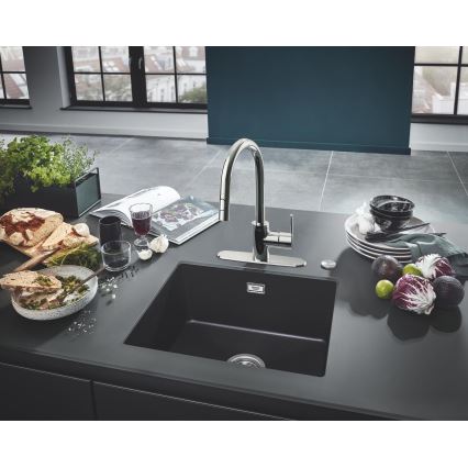 GROHE 31654AP0 - Spüle K700U 533 × 457 mm schwarzer Granit/schwarz