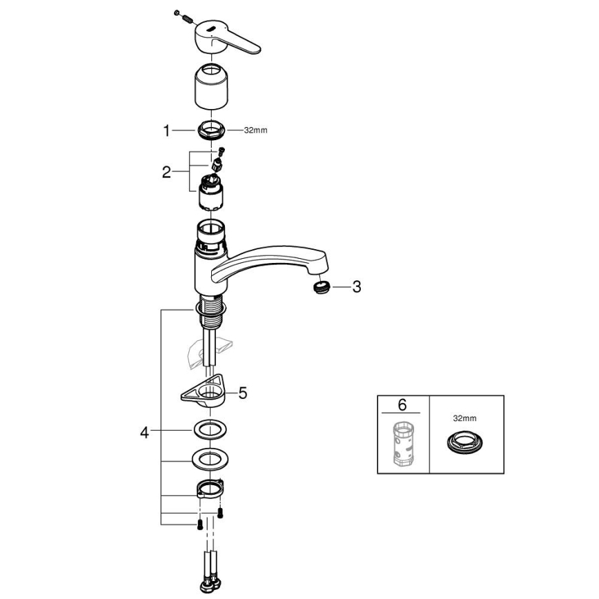 GROHE 31680000 - Küchenarmatur BAUECO, glänzender Chrom