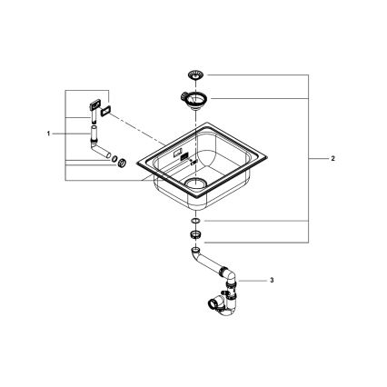 GROHE 31719SD0 - Lavello da cucina K200 533 × 457 mm in acciaio inox