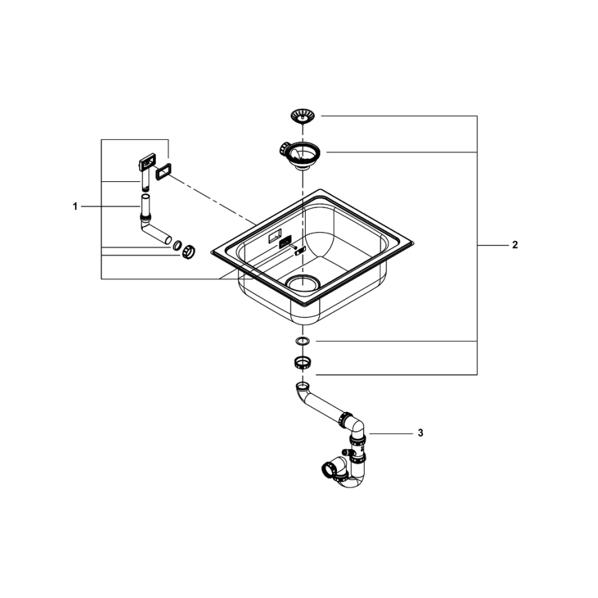 GROHE 31719SD0 - Lavello da cucina K200 533 × 457 mm in acciaio inox