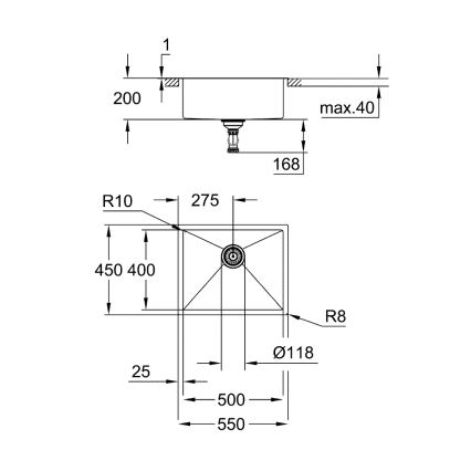 GROHE 31726SD0 - Küchenspüle K700 550 × 450 mm, Edelstahl