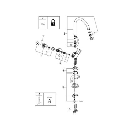 GROHE 31831001 - Miscelatore per lavello COSTA L, finitura cromo lucido