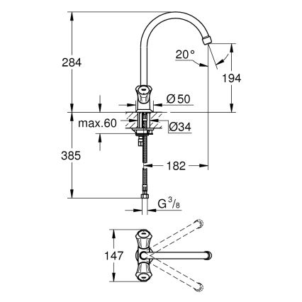 GROHE 31831001 - Miscelatore per lavello COSTA L, finitura cromo lucido