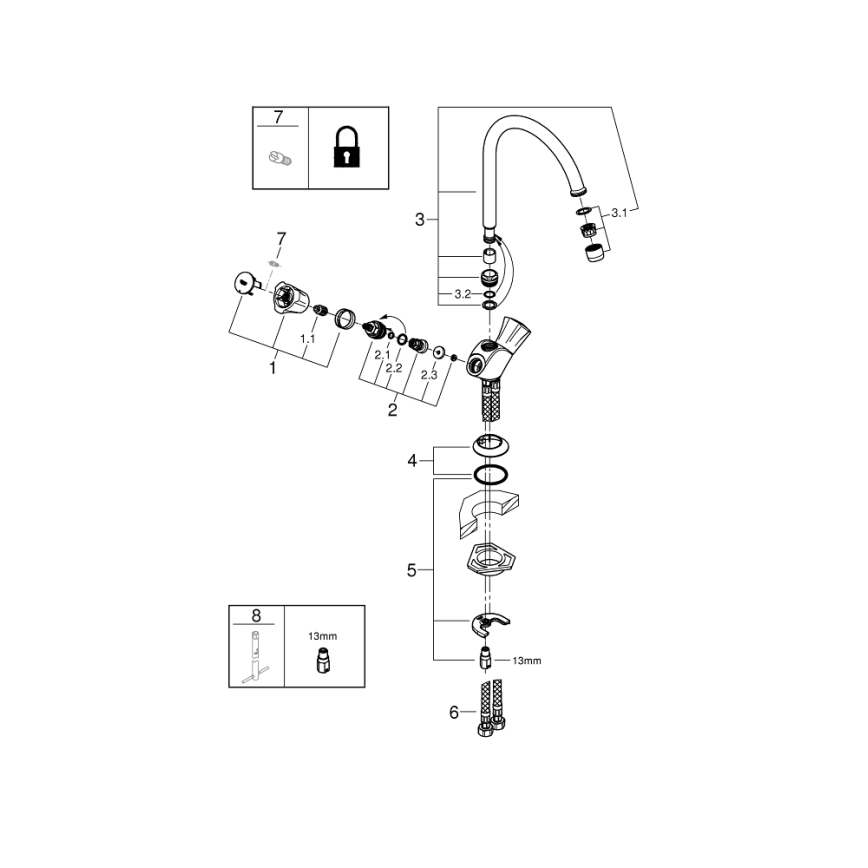 GROHE 31831001 - Mitigeur d'évier COSTA L chrome brillant