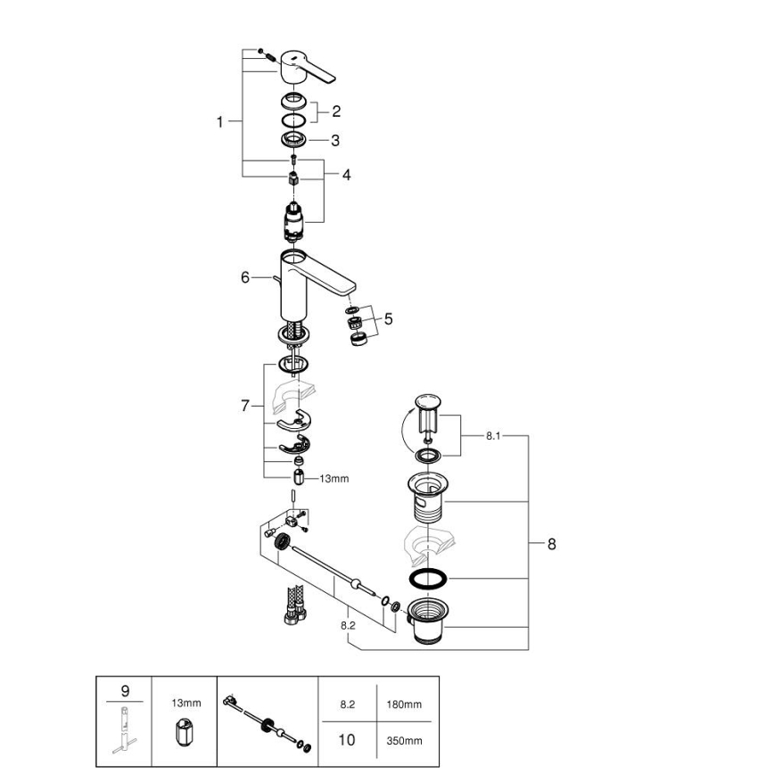 GROHE 32109GL1 - Miscelatore per lavabo LINEARE dorato