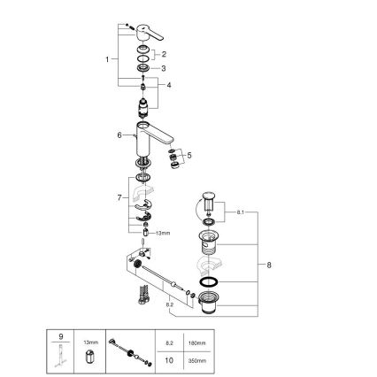 GROHE 32109GL1 - Waschtischarmatur LINEARE Größe XS goldfarben