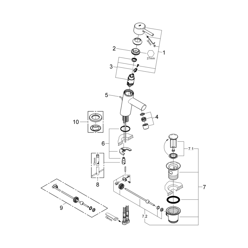GROHE 32204001 - Mitigeur pour lavabo CONCETTO DN 15 chromé brillant
