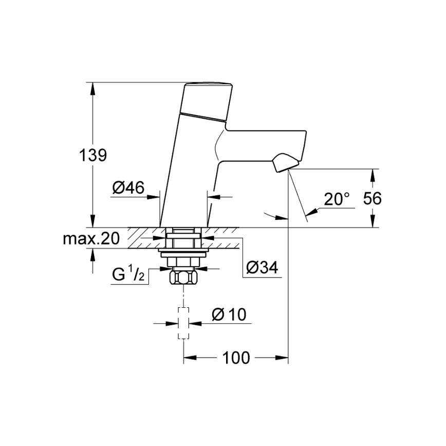 GROHE 32207001 - Einhebel-Waschtischarmatur CONCETTO XS, Chrom glänzend
