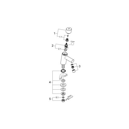GROHE 32207001 - Mitigeur monocommande pour lavabo CONCETTO XS, finition chrome brillant
