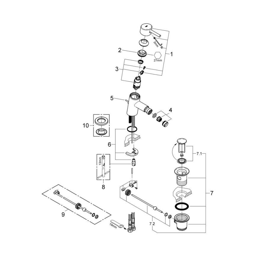 GROHE 32208001 - Mitigeur de bidet CONCETTO DN 15 chrome poli