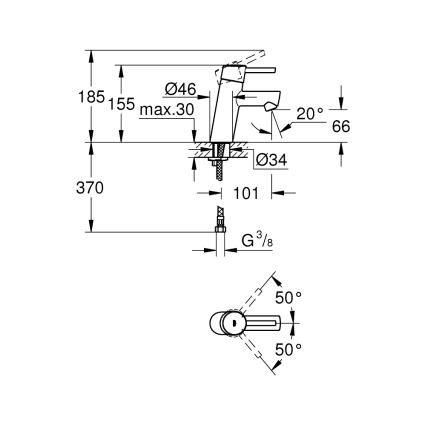 GROHE 3224010E - Mitigeur lavabo CONCETTO DN 15, chrome brillant