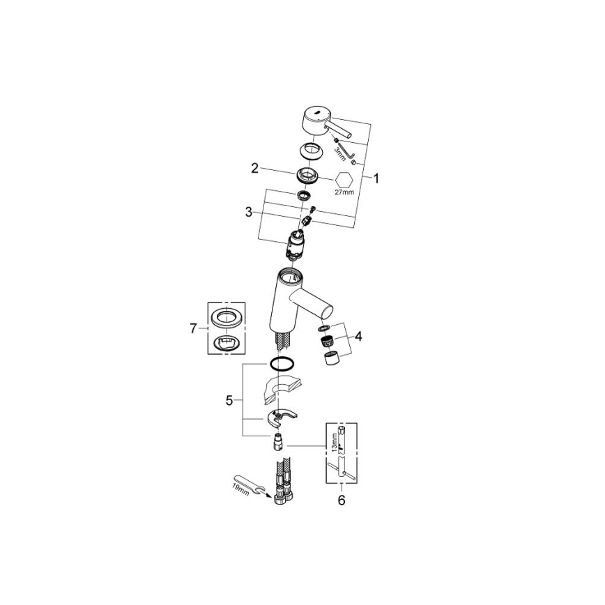 GROHE 3224010E - Waschtischarmatur CONCETTO DN 15 Hochglanz‑Chrom