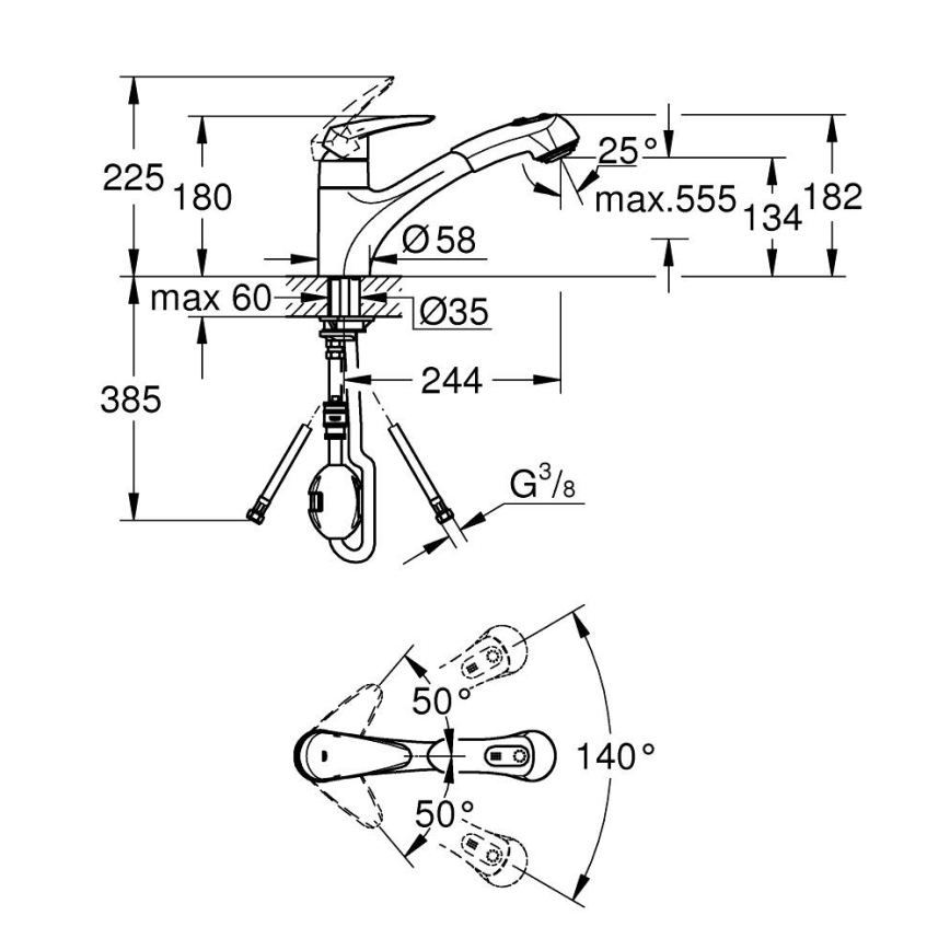 GROHE 32257001 - Miscelatore per lavello EURODISC cromo lucido