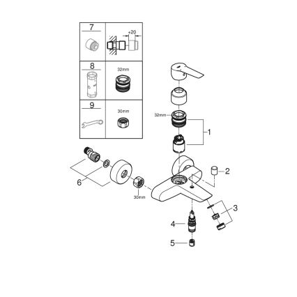 GROHE 322782432 - Mitigeur de baignoire START 188 mm noir