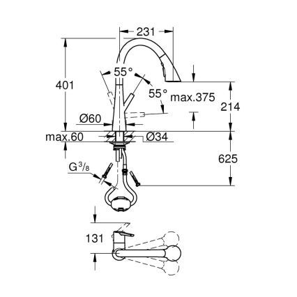 GROHE 32294002 - Miscelatore per lavello ZEDRA 401 mm cromato lucido