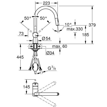 GROHE 32321DC2 - Miscelatore per lavello A in acciaio inox