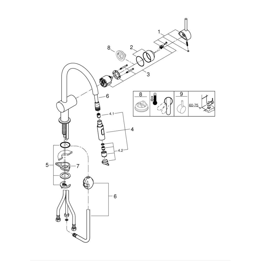 GROHE 32321GN2 - Miscelatore per lavello EUROCUBE, finitura oro