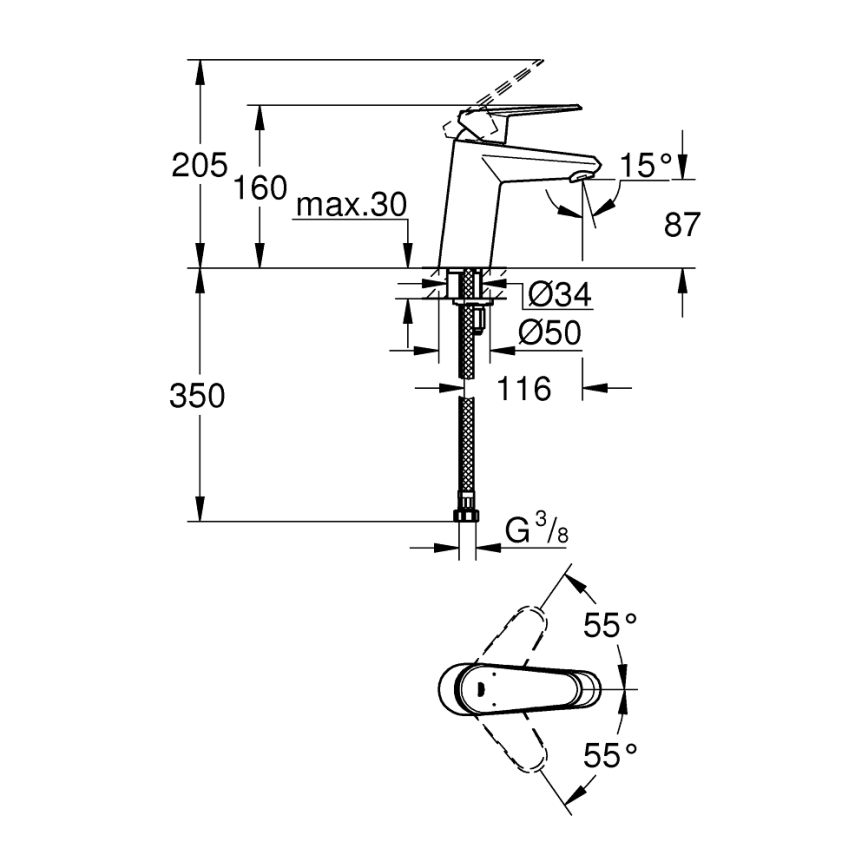 GROHE 3246920E - Miscelatore per lavabo EURODISC COSMOPOLITAN dimensione S cromo