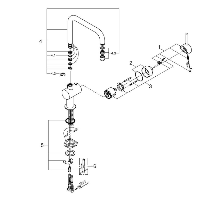 GROHE 32488000 - Mitigeur d'évier A, chrome brillant