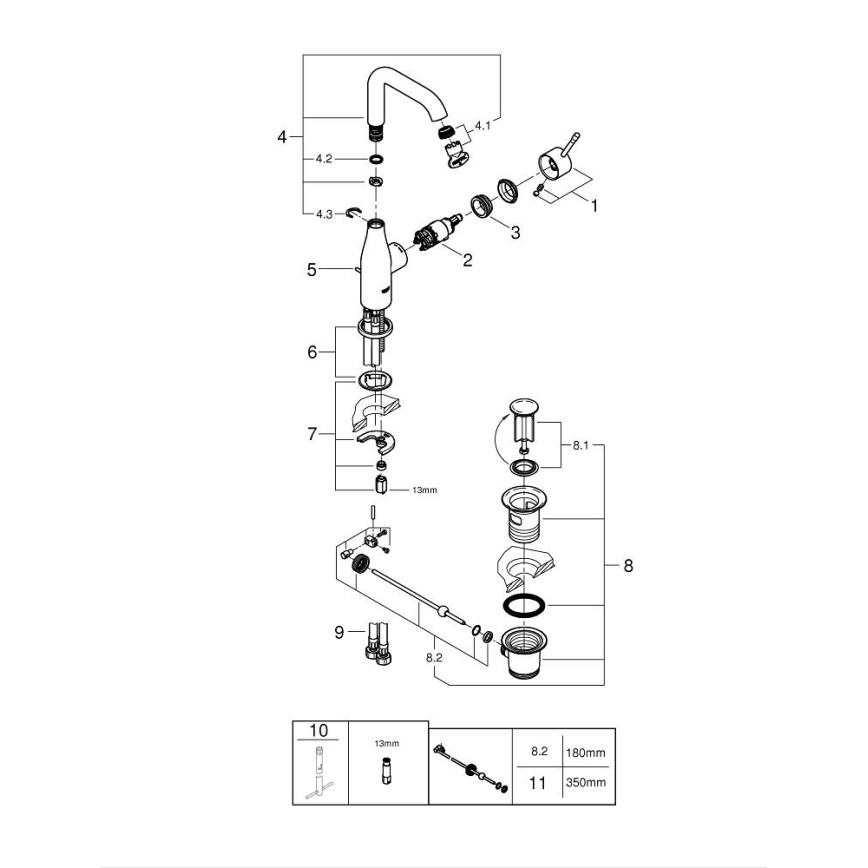 GROHE 32628AL1 - Mitigeur pour lavabo ESSENCE, taille L, finition anthracite