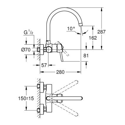 GROHE 32667001 - Mitigeur pour évier CONCETTO 280 mm, chrome brillant