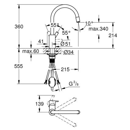 GROHE 32671002 - Mitigeur d'évier FEEL, chrome brillant