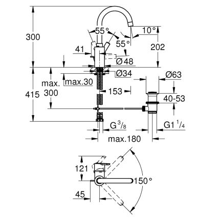 GROHE 32723001 - Waschtischarmatur FEEL, Größe L, glänzender Chrom
