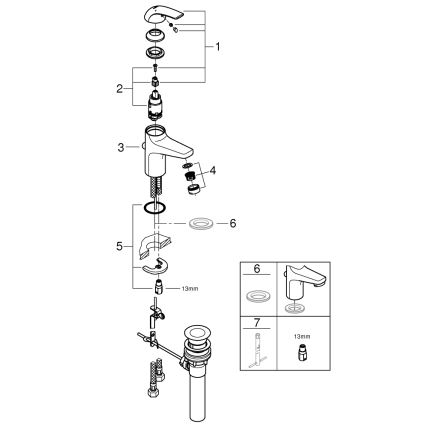 GROHE 32805000 - Miscelatore per lavabo BAUCURVE DN 15 cromo lucido