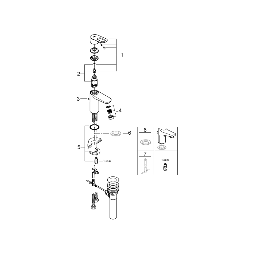 GROHE 32814000 - Miscelatore per lavabo BAULOOP, cromo lucido