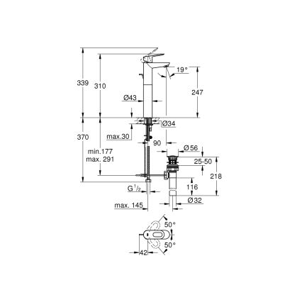 GROHE 32856000 - Mitigeur pour lavabo BAULOOP 12” chromé brillant