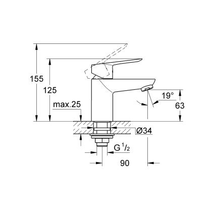 GROHE 32857000 - Vanne d'arrêt BAULOOP DN 15, chrome brillant