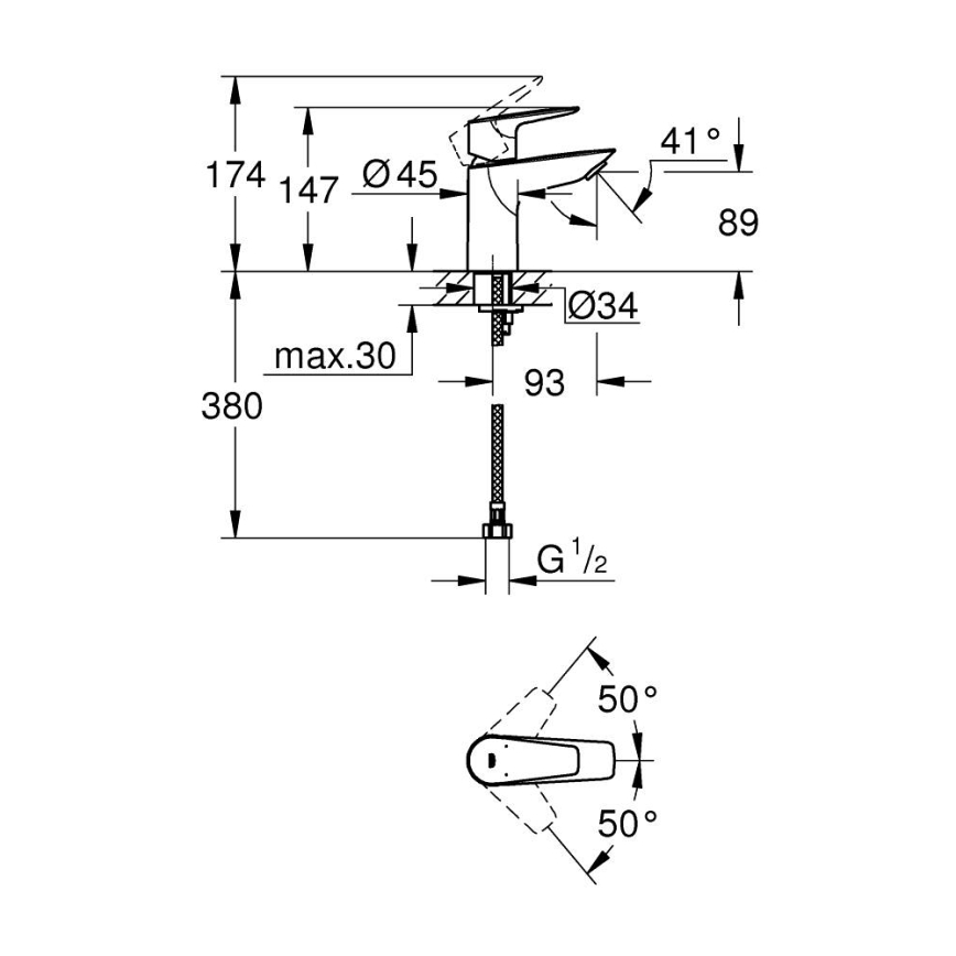 GROHE 32858001 - Waschtischarmatur BAUEDGE 147 mm glänzender Chrom