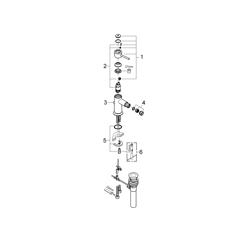 GROHE 32864000 - Miscelatore per bidet BAUCLASSIC cromo lucido