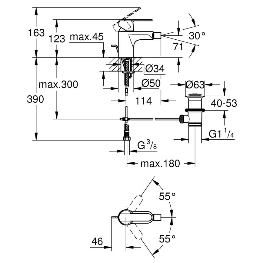 GROHE 32885000 - Miscelatore per bidet GET DN 15 cromo lucido
