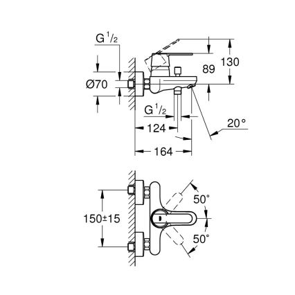 GROHE 32887000 - Mitigeur de baignoire GET DN 15 chromé brillant