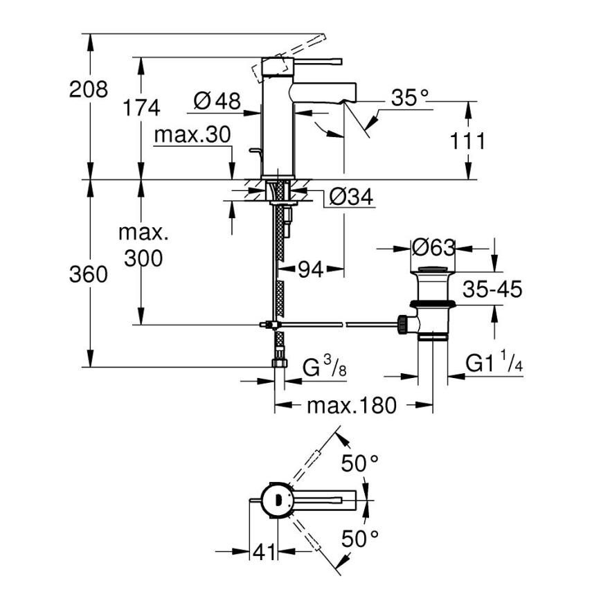 GROHE 32898001 - Miscelatore per lavabo ESSENCE DN 15 cromo lucido