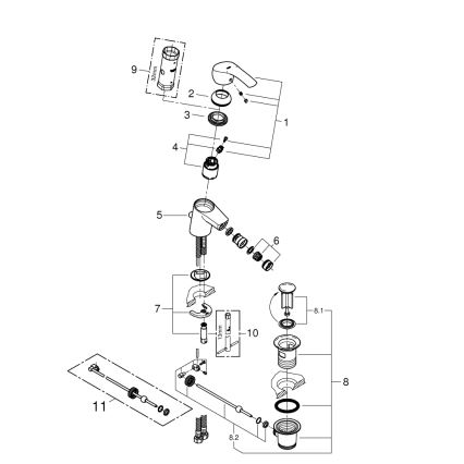 GROHE 32929002 - Mitigeur pour bidet EUROSMART, taille S, finition chrome brillant