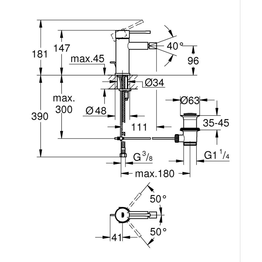 GROHE 32935DL1 - Bidetarmatur ESSENCE Größe S, Bronze