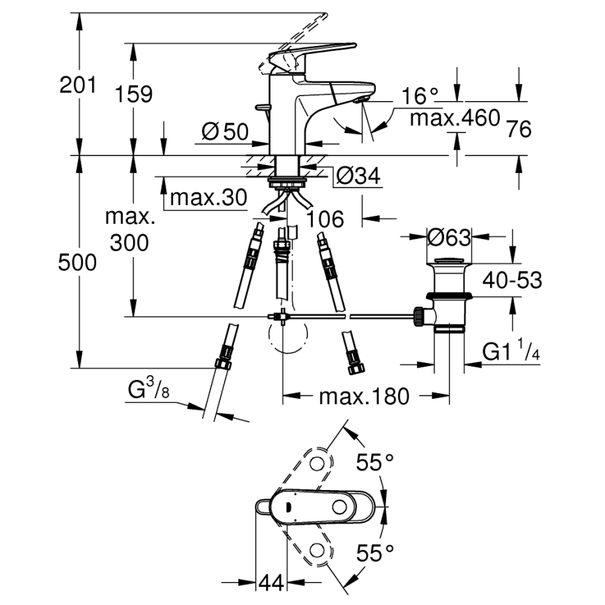 GROHE 33155002 - Miscelatore per lavabo EUROPLUS DN 15 cromo lucido