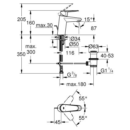 GROHE 3319020E - Mitigeur de lavabo EURODISC COSMOPOLITAN taille S chromé