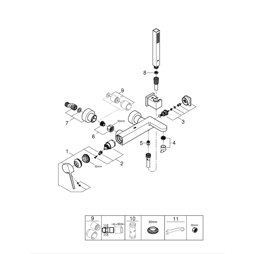 GROHE 33547003 - Ensemble pour baignoire avec mitigeur PLUS, chrome brillant